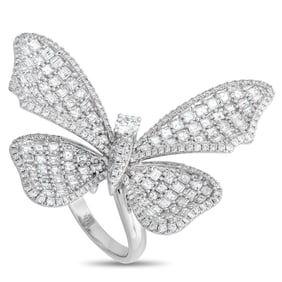5.20ctw Diamond and 18K Butterfly Statement Ring
