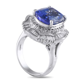 6.50ct Tanzanite, 1.15ctw Diamond and Platinum Ring