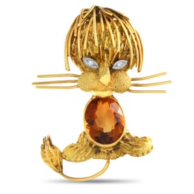 H. Stern 18K Yellow Gold and Citrine Lion Brooch