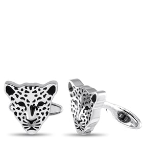 Carrera y Carrera 18K White Gold Leopard Cufflinks