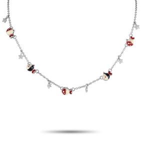 Aaron Basha 18K and Enamel Necklace W/Diamonds