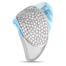 Superoro 1.30ctw Diamond, Blue Topaz and 18K Ring