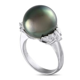 Estate 0.60ctw Diamond, Pearl and Platinum Ring