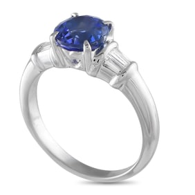 1.75ct Tanzanite, 0.30ctw Diamond and Platinum Ring
