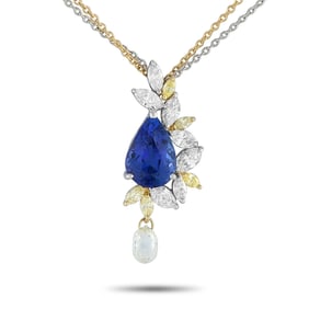 2.00ct Tanzanite, 1.25ctw Diamond and 18K Necklace