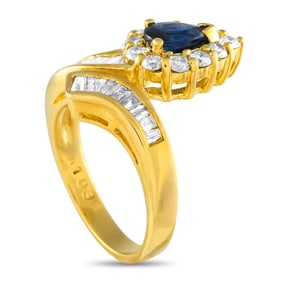 1.30ctw Diamond, 1.00ct Blue Sapphire and 18K Ring