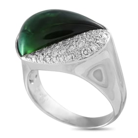 13.00ct Green Tourmaline, 0.70ctw Diamond, 18K Ring