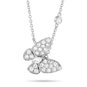 14K White Gold and 0.75ctw Diamond Butterfly Necklace