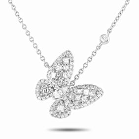 18K and 0.90ctw Diamond 18" Butterfly Necklace