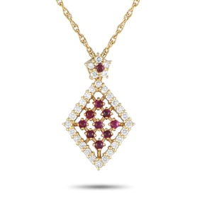 18K, 0.60ctw Ruby and 0.55ctw Diamond Necklace