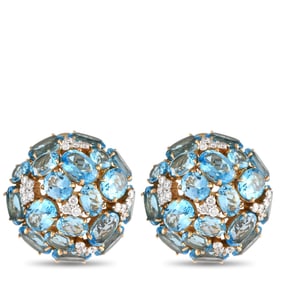Casato Blue Topaz, 0.70ctw Diamond 18K Earrings