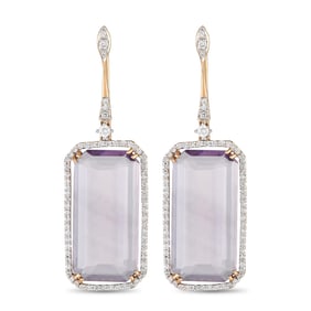Casato 1.00ctw Diamond, Amethyst, and 18K 2" Earrings