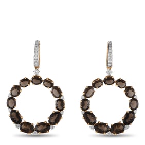 Casato 13.50ctw Smoky Quartz, Diamond 18K Earrings