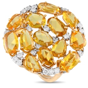 Casato 0.75ctw Diamond, Yellow Sapphire, 18K Ring