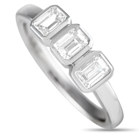 1.00ctw Diamond and 18K White Gold Three Stone Ring