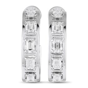 2.55ctw Diamond and 18K White Gold C-Hoop Earrings