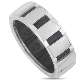 Chaumet 18K White Gold and Black Rubber Band Ring