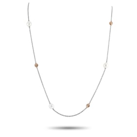 Damiani 6.5mm Pearl 18K White/Rose Gold 32" Necklace