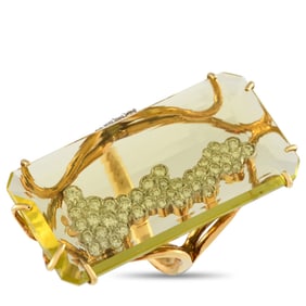 Casato 1.00ctw Diamond, Lemon Quartz and 18K Ring