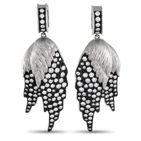 2.50ctw Diamond and Sterling Silver Angel Wing Earrings