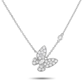 18K White Gold and 0.70ctw Diamond Butterfly Necklace