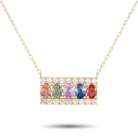 1.15ctw Sapphire, 0.30ctw Diamond and 18K Necklace