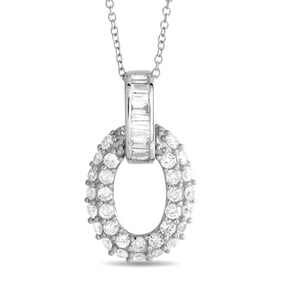 14K White Gold and 0.60ctw Diamond 15" Necklace