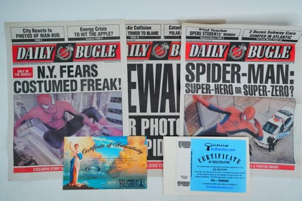 Spider-Man Lot of (3) Prop Daily Bugle Newspapers