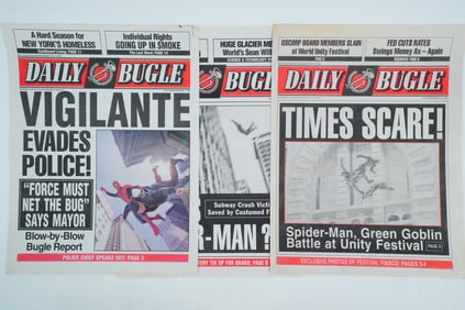 Spider-Man Lot of (3) Prop Daily Bugle Newspapers