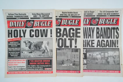 Spider-Man (2002) Lot of (3) Prop Daily Bugle Newspapers