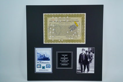 RMS Titanic Relics on Matted Display W/COA