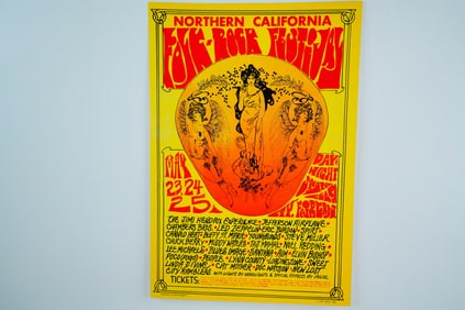 Jimi Hendrix 1969 San Jose Folk Rock Concert Poster