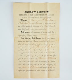 James A. Ventress Presidential Pardon From Andrew Johnson
