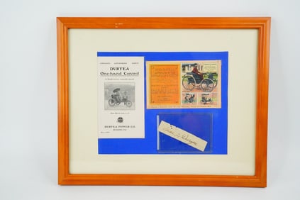 Charles E. Duryea Cut Signature in Framed Presentation