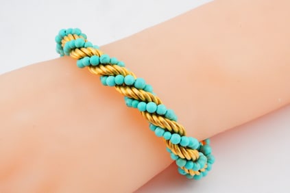 Arlene Dahl Turquoise Bead and 18K Bracelet
