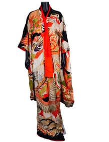 Arlene Dahl Silk Embroidered Kimono Coat W/LOA