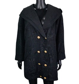 Arlene Dahl Louis Feraud Black Moire Jacket W/LOA