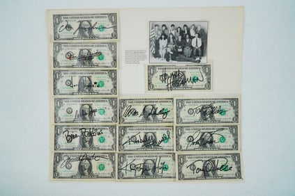 Head of the Class 13-Piece Cast Signed $1 Bills