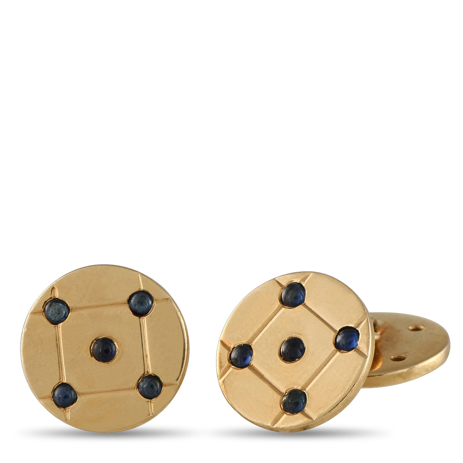 Cartier Vintage 18K Yellow Gold and Sapphire Cufflinks