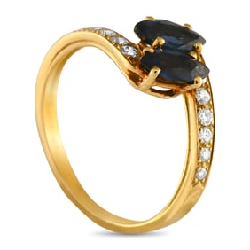 Cartier 18K Yellow Gold, Diamond and Sapphire Ring