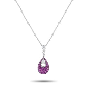 Graff 6.55ctw Pink Sapphire and Diamond 18K Necklace