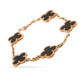 Van Cleef & Arpels Alhambra 18K and Obsidian Bracelet