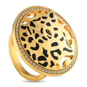 Cartier Panthere 18K, Lacquer, Diamond, and Garnet Ring