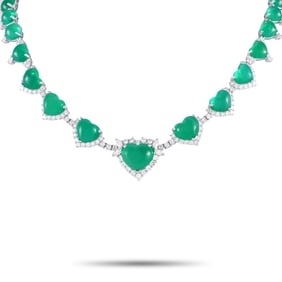 70.90ctw Emerald, 5.85ctw Diamond and 18K Necklace