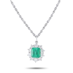 2.05ct Emerald, 1.20ctw Diamond and Platinum Necklace