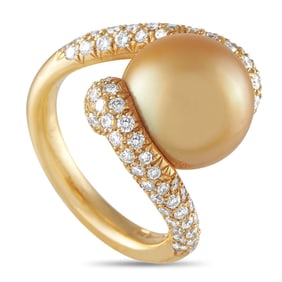 Mikimoto 1.00ctw Diamond, 12.5mm Pearl and 18K Ring