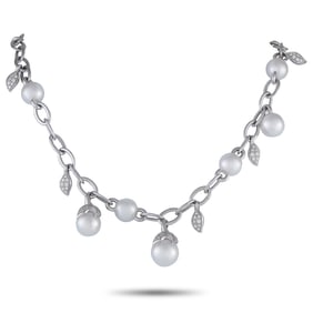 Mikimoto 2.35ctw Diamond, Pearl and 18K Necklace