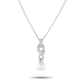 Mikimoto 1.35ctw Diamond, 11.5mm Pearl, 18K Necklace