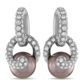 Mikimoto 1.80ctw Diamond, 9.5mm Pearl and 18K Earrings