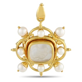Elizabeth Locke 18K Mother of Pearl Intaglio Pendant